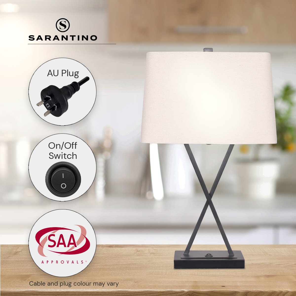 Sarantino Metal Table Lamp Pair Rectangular Shade X Stand Sarantino