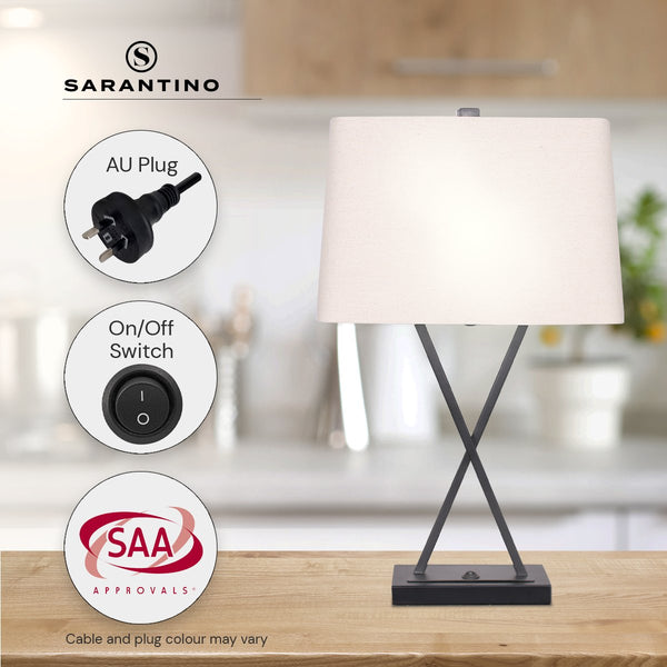 Sarantino Metal Table Lamp Pair Rectangular Shade X Stand Sarantino