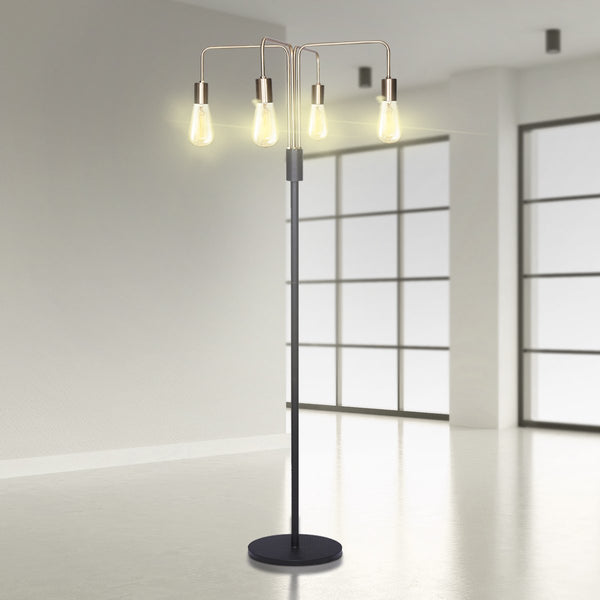 Sarantino Modern Exposed Bulb 4-Arm Industrial Light Floor Lamp Sarantino