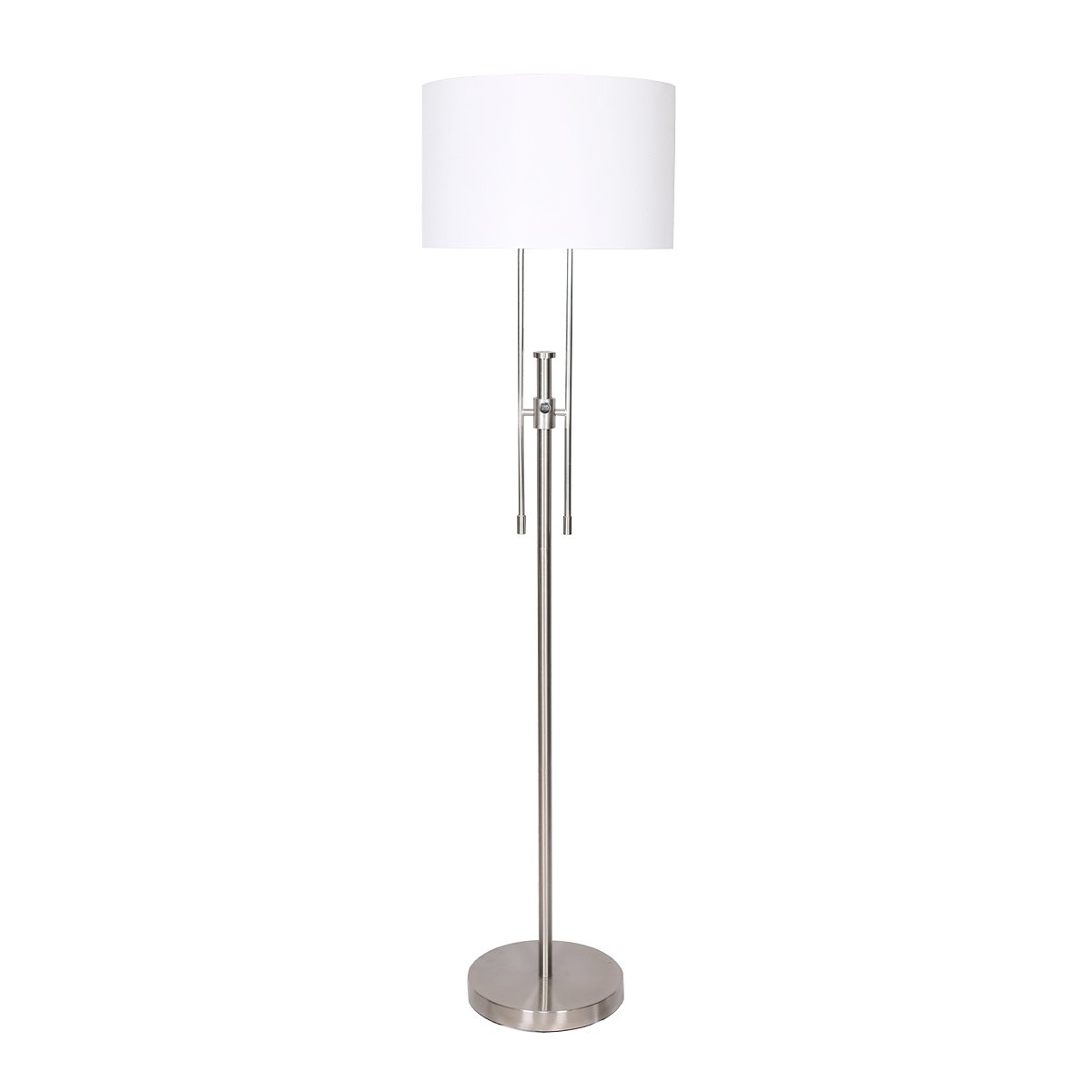 Sarantino Brushed Nickel Height-Adjustable Metal Floor Lamp Sarantino