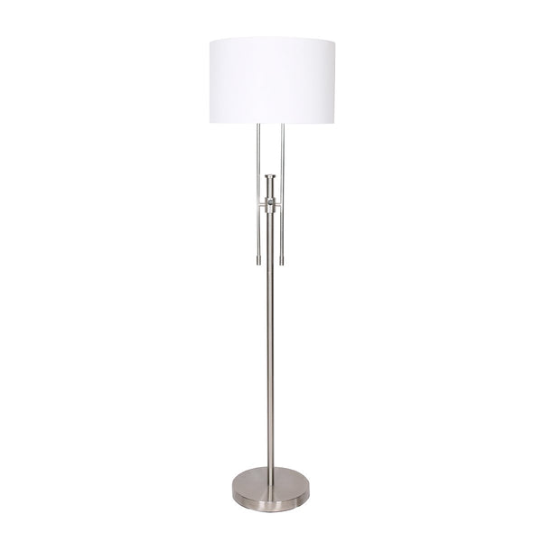 Sarantino Brushed Nickel Height-Adjustable Metal Floor Lamp Sarantino