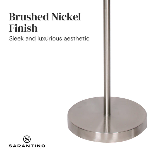 Sarantino Brushed Nickel Height-Adjustable Metal Floor Lamp Sarantino