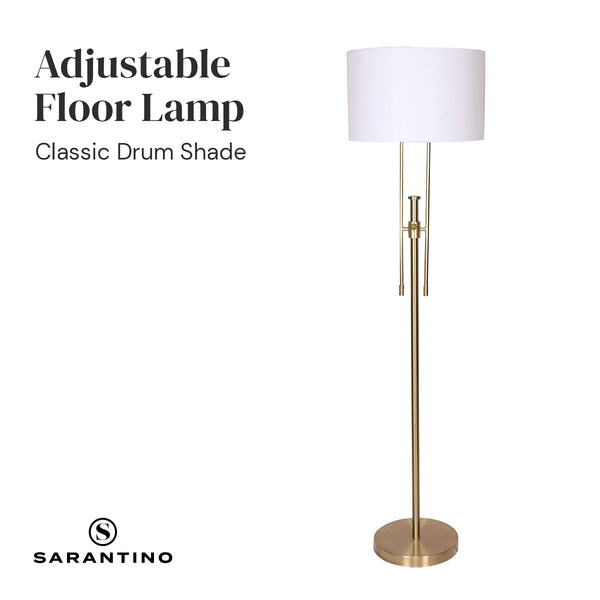 Sarantino Brushed Gold Height-Adjustable Metal Floor Lamp Sarantino