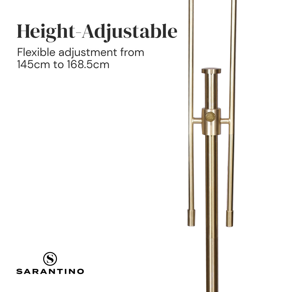 Sarantino Brushed Gold Height-Adjustable Metal Floor Lamp Sarantino