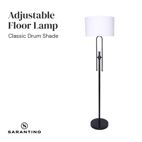 Sarantino Height-Adjustable Metal Floor Lamp Matte Black Sarantino