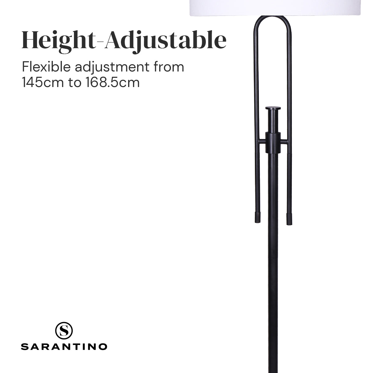 Sarantino Height-Adjustable Metal Floor Lamp Matte Black Sarantino