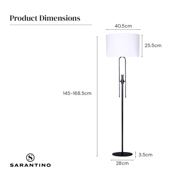 Sarantino Height-Adjustable Metal Floor Lamp Matte Black Sarantino