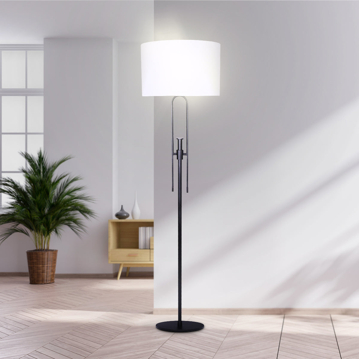 Sarantino Height-Adjustable Metal Floor Lamp Matte Black Sarantino