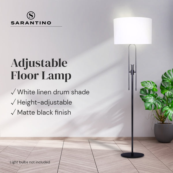 Sarantino Height-Adjustable Metal Floor Lamp Matte Black Sarantino