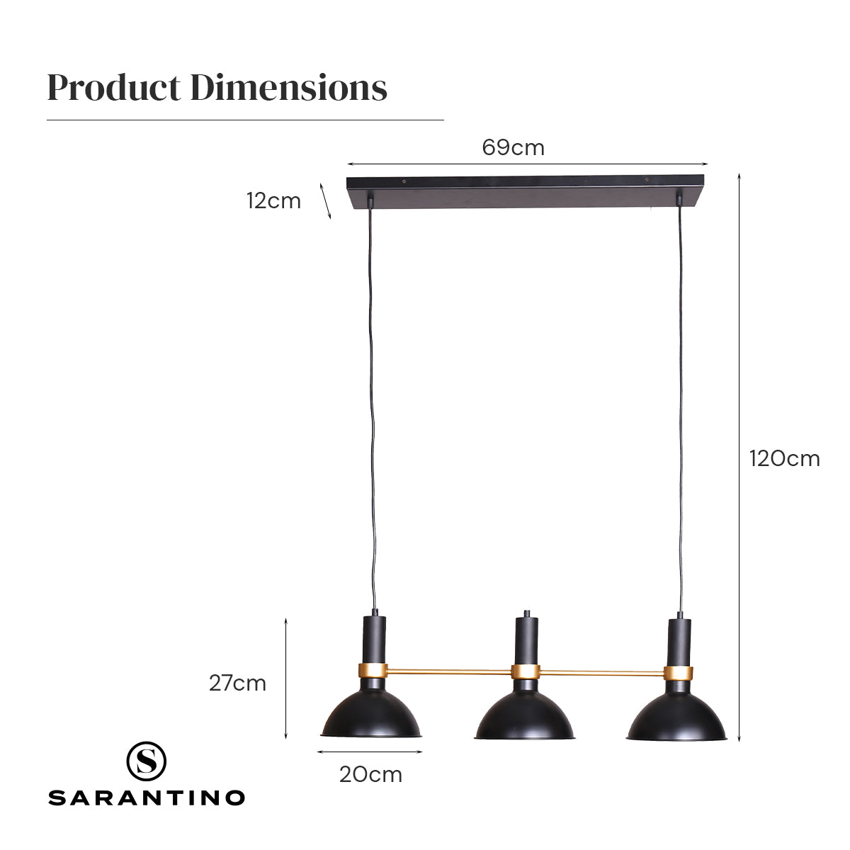 Sarantino 3-Light Hanging Pendant Lamp Sarantino