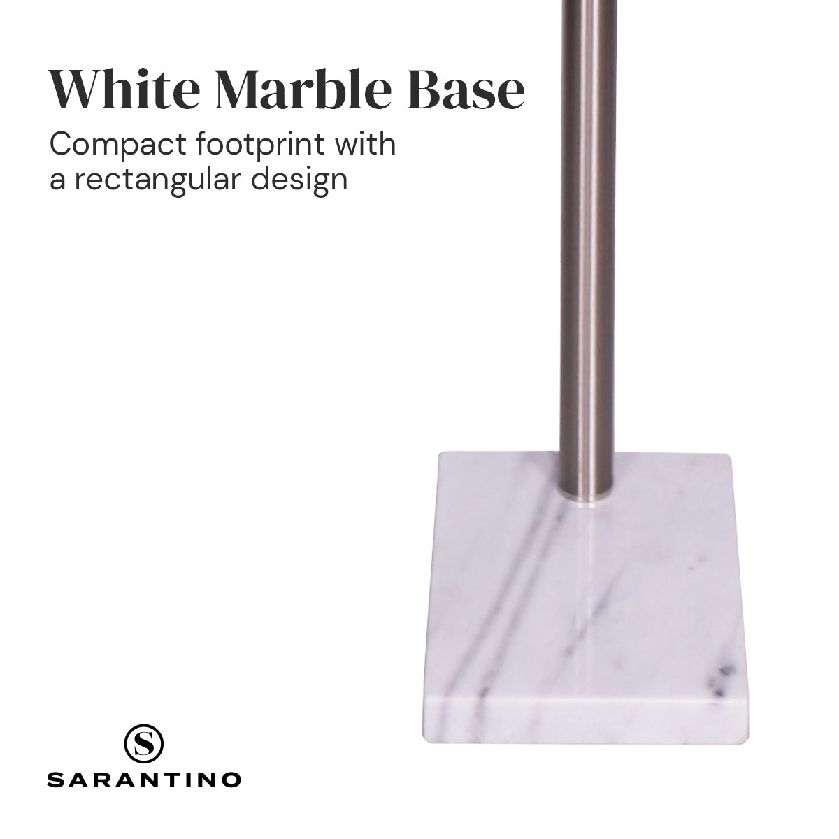 Sarantino 3-Light Metal Arc Floor Lamp - Nickel & Marble Finish Sarantino
