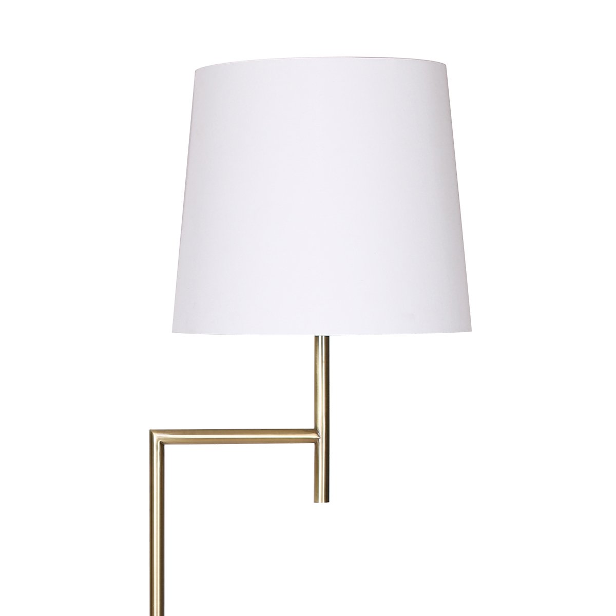 Sarantino Metal Floor Lamp in Antique Brass Finish with Cream Linen Fabric Shade Sarantino