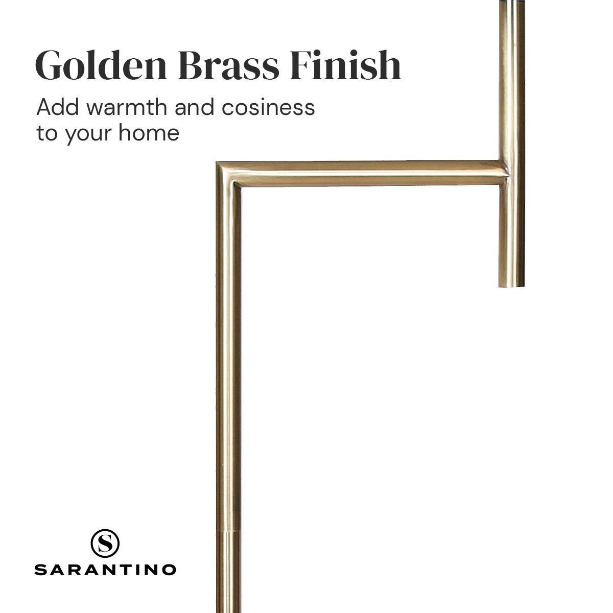 Sarantino Metal Floor Lamp in Antique Brass Finish with Cream Linen Fabric Shade Sarantino