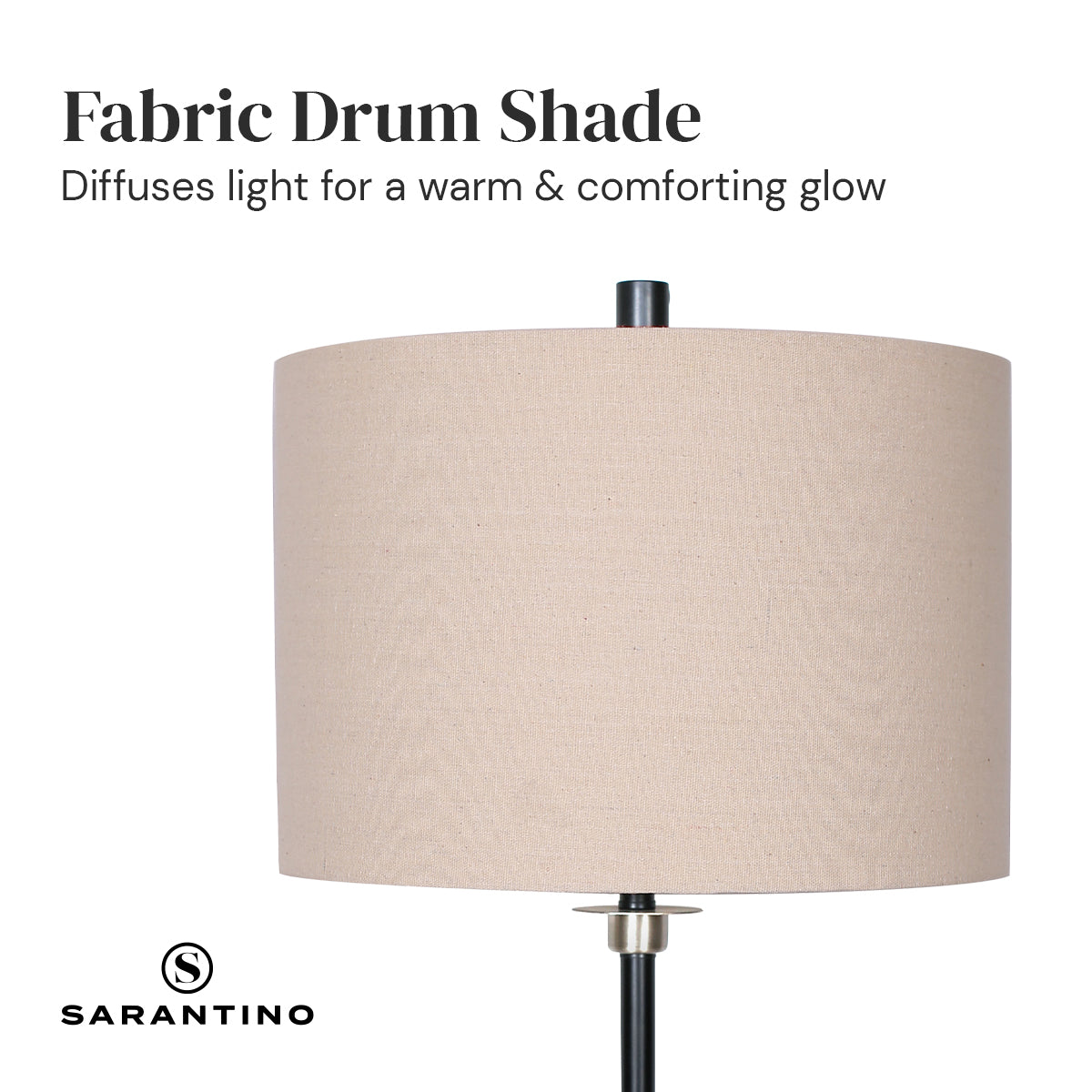 Sarantino Metal Table Lamp with Linen Drum Shade Sarantino