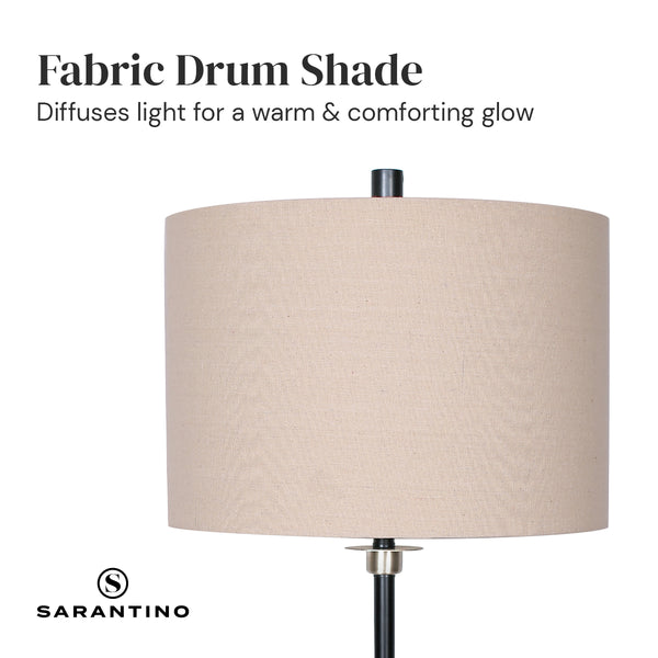 Sarantino Metal Table Lamp with Linen Drum Shade Sarantino