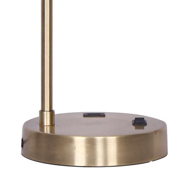 Sarantino Metal Task Lamp with USB Charging Port Antique Brass Finish Sarantino