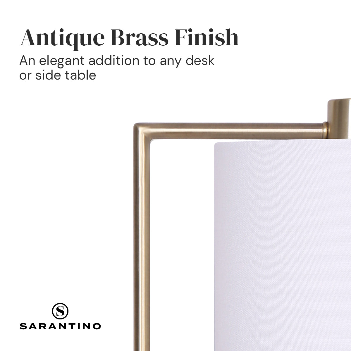 Sarantino Metal Task Lamp with USB Charging Port Antique Brass Finish Sarantino