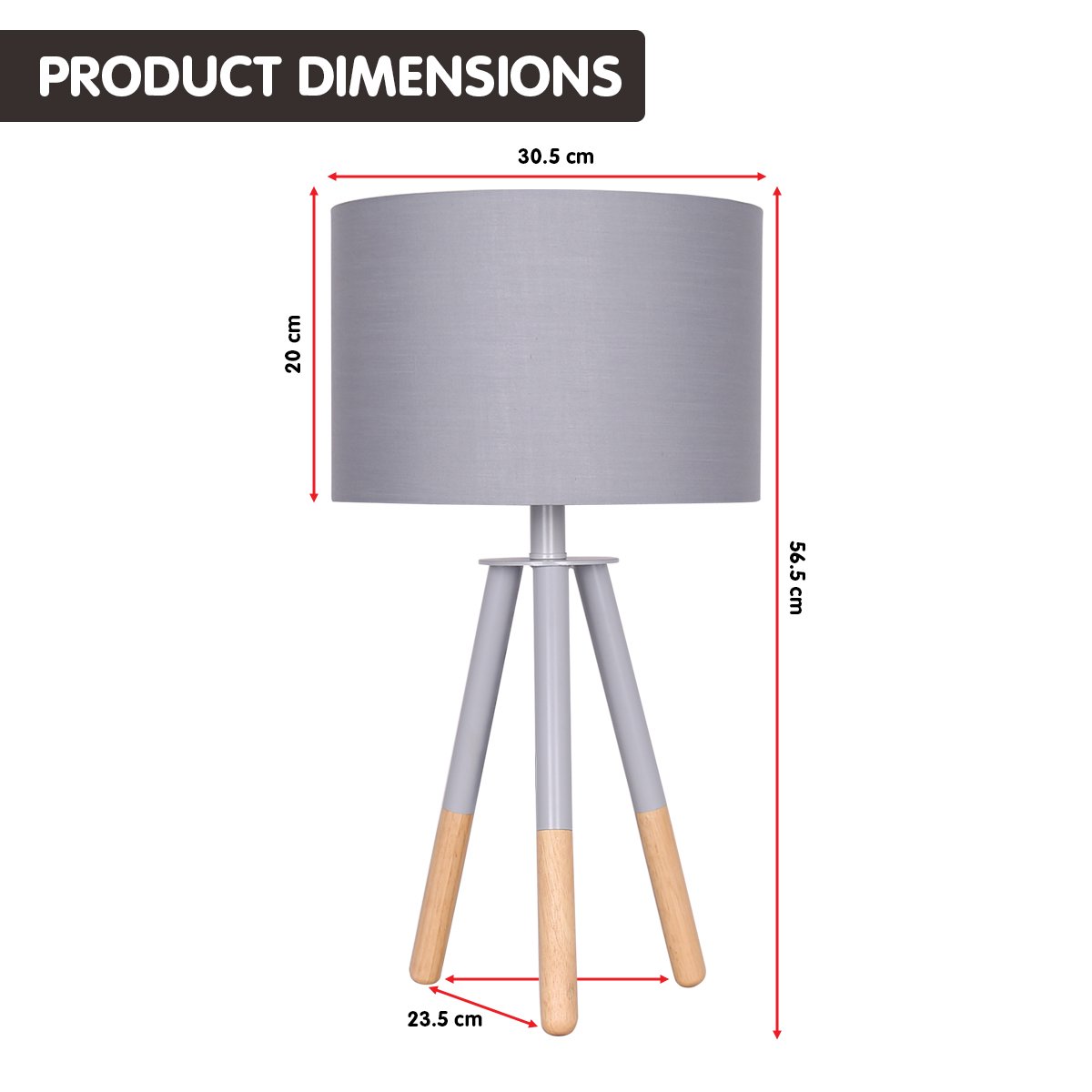 Sarantino Tripod Desk Lamp in Metal & Wood Nordic Minimalist Light Sarantino