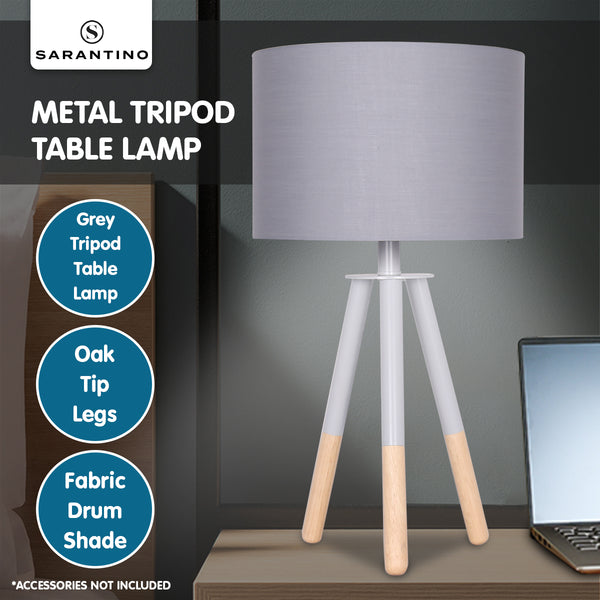 Sarantino Tripod Desk Lamp in Metal & Wood Nordic Minimalist Light Sarantino