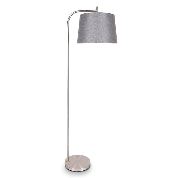 Sarantino Metal Task Floor Lamp Nickel Finish with Grey Fabric Shade Sarantino
