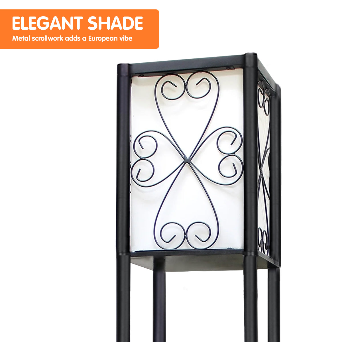 Sarantino Metal Etagere Floor Lamp with Wine Holder Shelf Sarantino