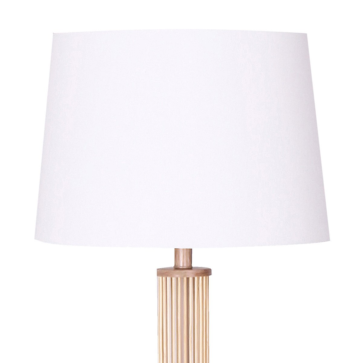 Sarantino Rattan Floor Lamp With Off-White Linen Shade by Sarantino Sarantino