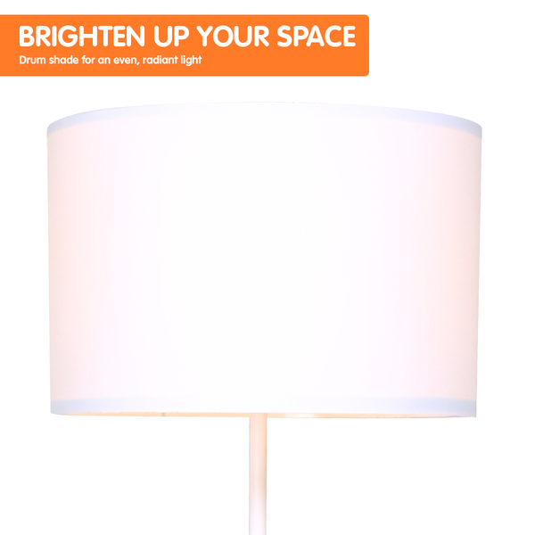 Sarantino Metal Tripod Floor Lamp Shade with Wooden Table Shelf Sarantino