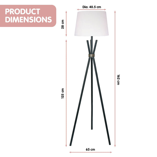 Sarantino Tripod Floor Lamp in Metal and Antique Brass Sarantino