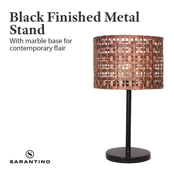 Sarantino Rattan Desk Lamp With Black Marble Base Sarantino