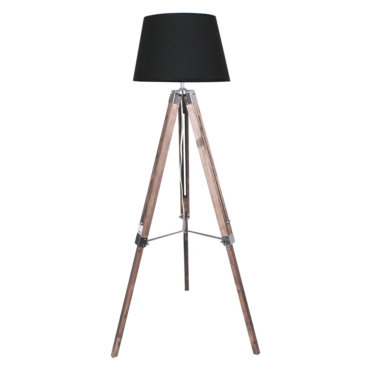 Sarantino Timber Tripod Floor Lamp Adjustable Height Taper Fabric Sarantino