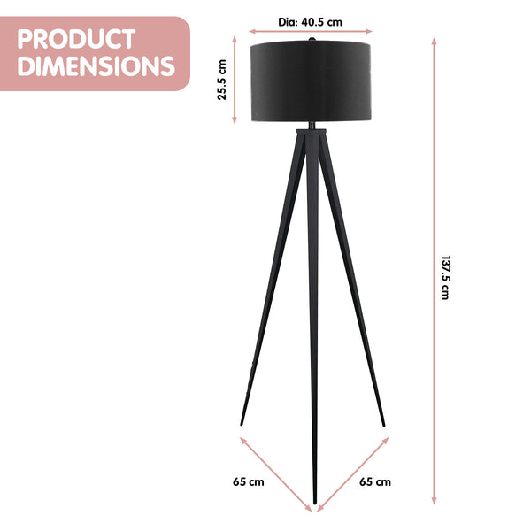 Sarantino Minimalist Modern Tripod Floor Lamp Black Sarantino