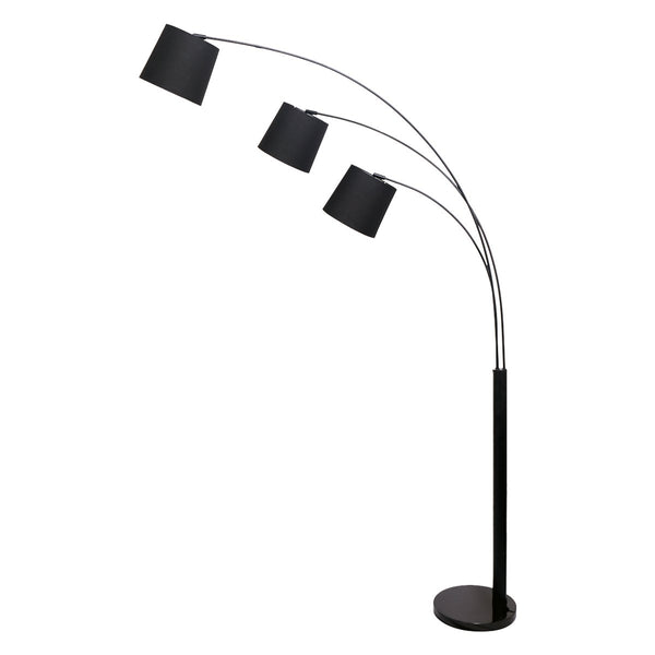 Sarantino 3-Light Arc Floor Lamp Adjustable Black 3 Shades Sarantino