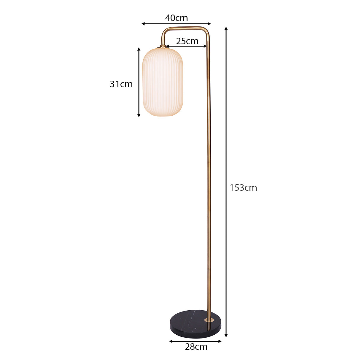 Sarantino Metal Floor Lamp With Opal Glass Shade Sarantino