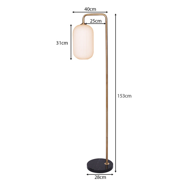 Sarantino Metal Floor Lamp With Opal Glass Shade Sarantino