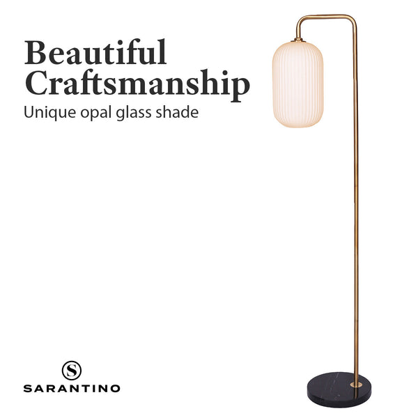 Sarantino Metal Floor Lamp With Opal Glass Shade Sarantino