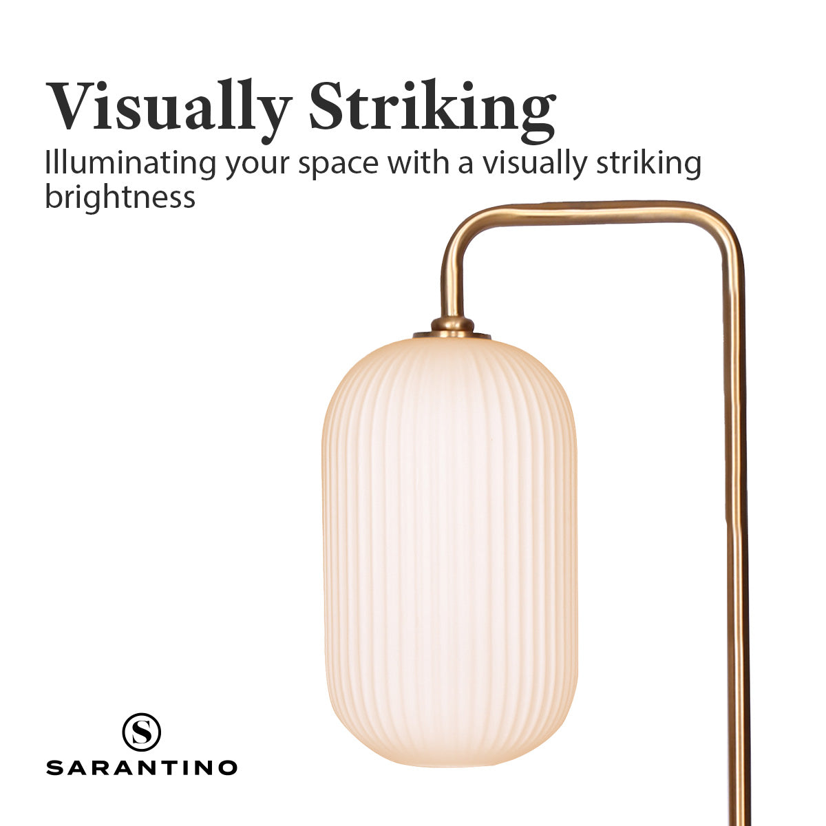 Sarantino Metal Floor Lamp With Opal Glass Shade Sarantino