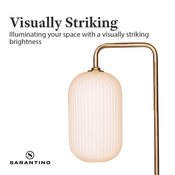 Sarantino Metal Floor Lamp With Opal Glass Shade Sarantino