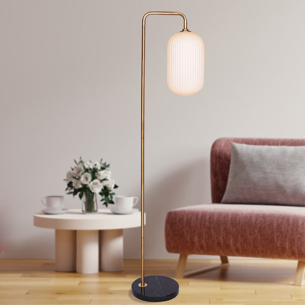 Sarantino Metal Floor Lamp With Opal Glass Shade Sarantino