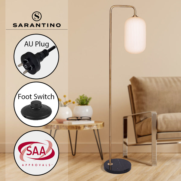 Sarantino Metal Floor Lamp With Opal Glass Shade Sarantino