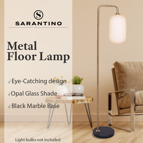 Sarantino Metal Floor Lamp With Opal Glass Shade Sarantino