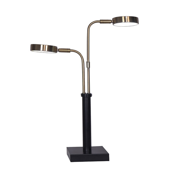 Sarantino LED Metal Table Lamp with 2 Lights Brushed Gold Black Finish Sarantino