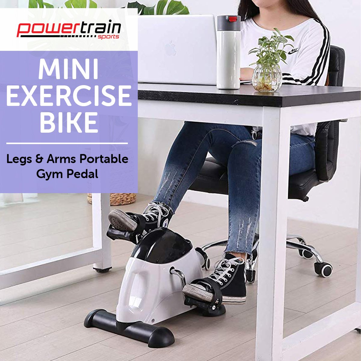 Powertrain Mini Exercise Bike Arm and Leg Pedal Exerciser Powertrain