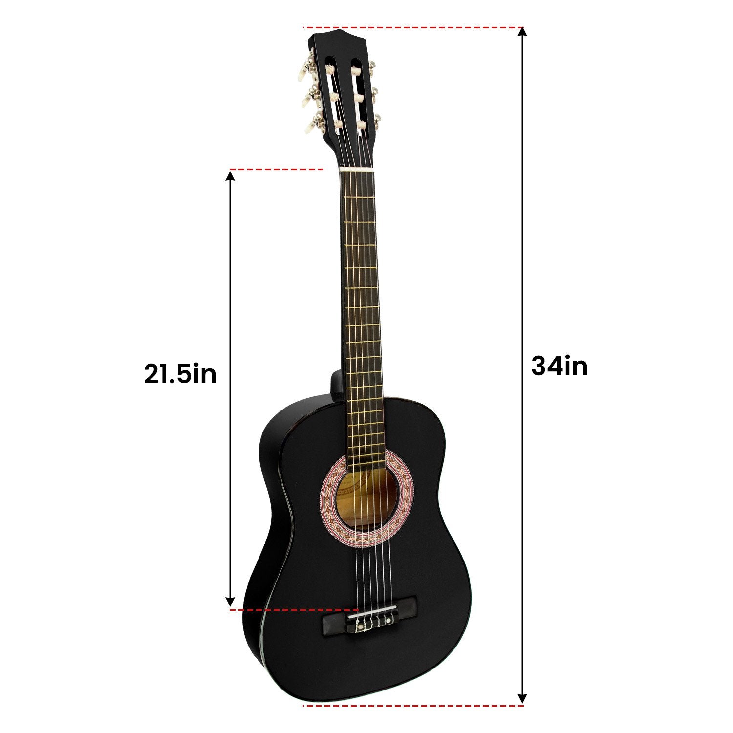 Karrera 34in Acoustic Children Wooden Guitar - Black Karrera