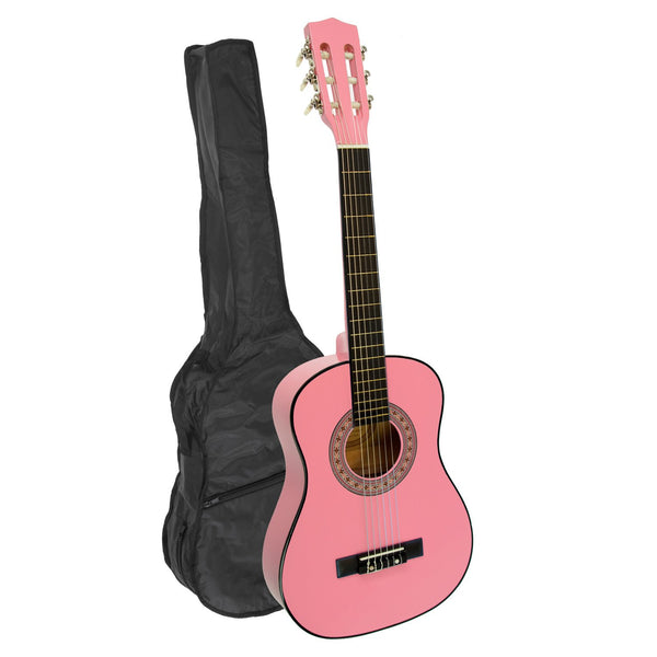 Karrera 34in Acoustic Wooden Childrens Guitar - Pink Karrera