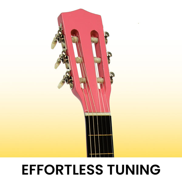 Karrera 34in Acoustic Wooden Childrens Guitar - Pink Karrera