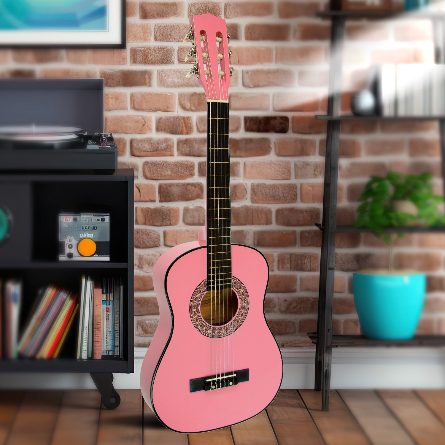 Karrera 34in Acoustic Wooden Childrens Guitar - Pink Karrera
