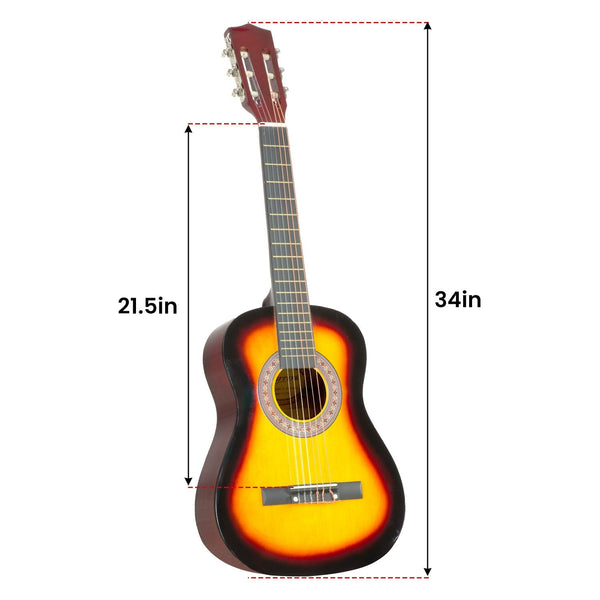 Karrera 34in Acoustic Wooden Childrens Guitar - Sunburst Karrera