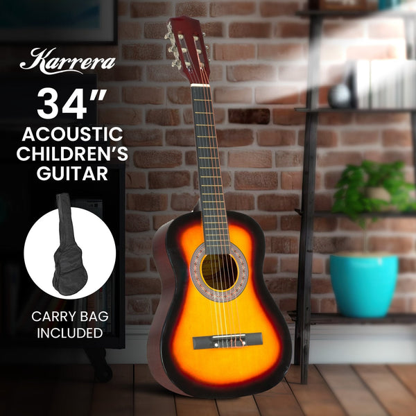 Karrera 34in Acoustic Wooden Childrens Guitar - Sunburst Karrera