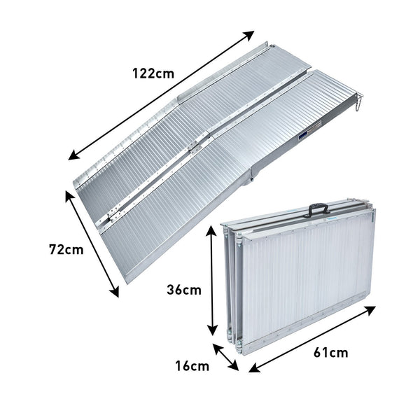 Rigg Aluminium Portable Non-slip Wheelchair Ramp 4ft - Silver EQUIPMED