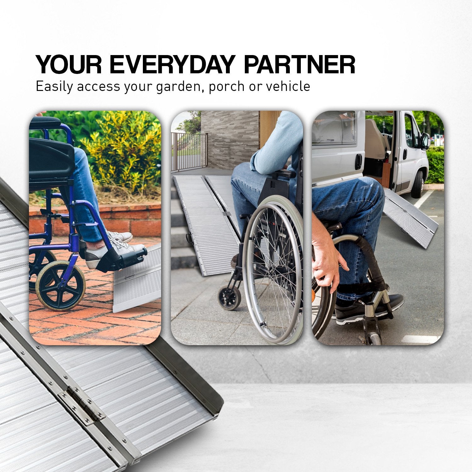 Rigg Aluminium Portable Non-slip Wheelchair Ramp 4ft - Silver EQUIPMED